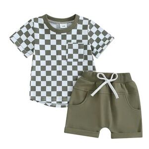 Baby Boy’s Checkered Shirt Set Size 0-6M